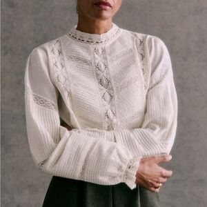 Sezane Virginie Shirt Ecru Lace - Size 2